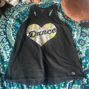 A black, champion tanktop, used for dance, M